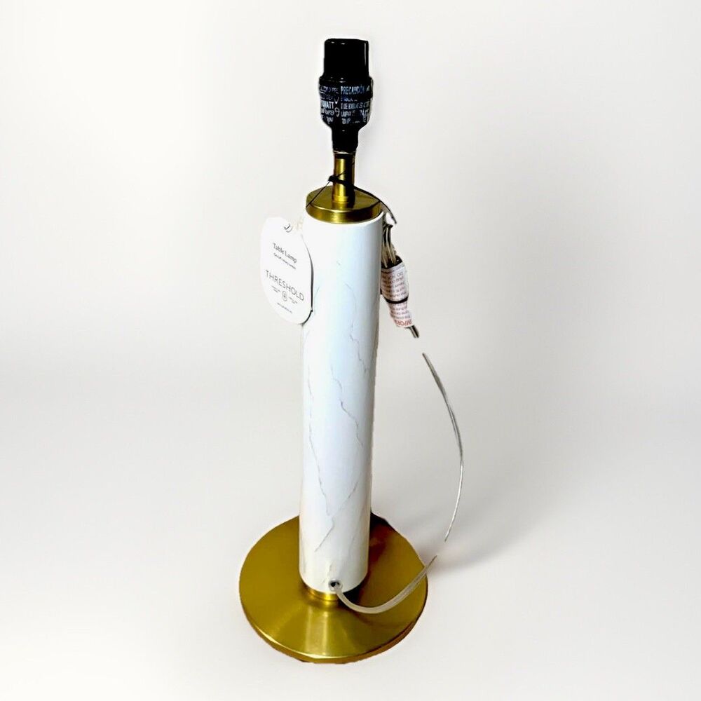 White Faux Marble Table Lamp Gold Base Threshold Lamp Modern Decor READ - Picture 4 of 6